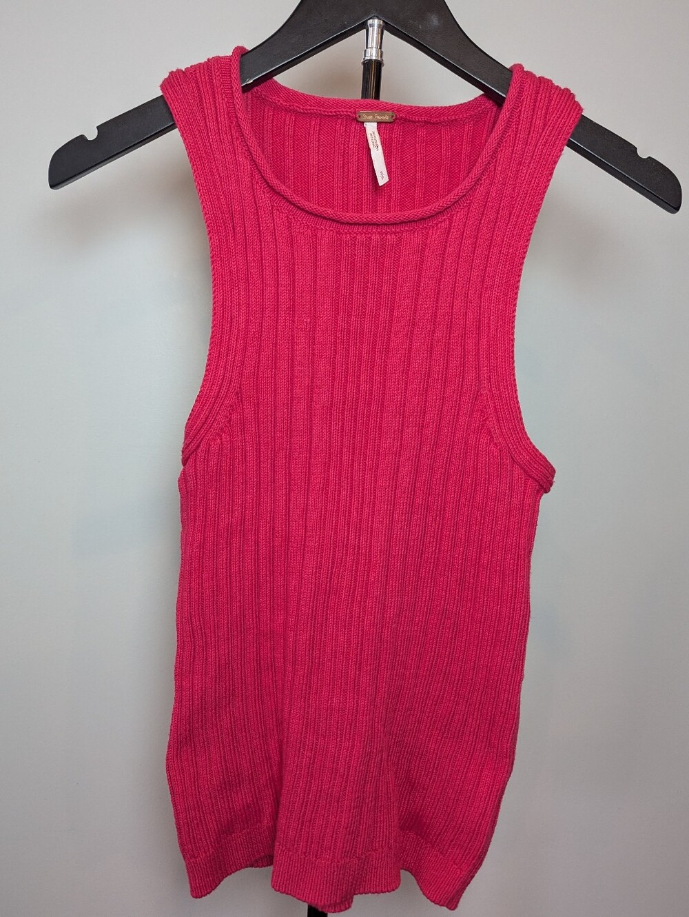Free People Women's Size S Pink Ribbed Knit Sweater Tank Top